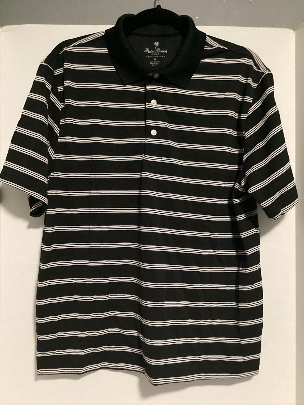 Black & White Striped Short-Sleeve Polo